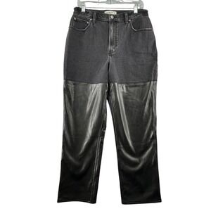 Abercrombie 90s Straight Ultra High Rise Jeans Faux Leather Curve Women 31/12s